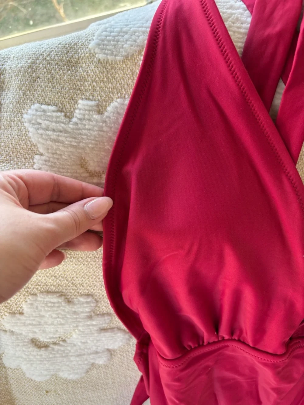 Deep Raspberry Halter One-Piece Swimsuit - Picture 2 of 7